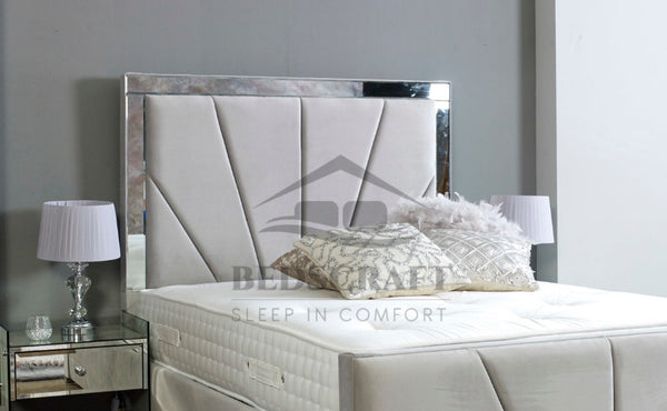 Mirrored beds in velvet - Mirror headboard