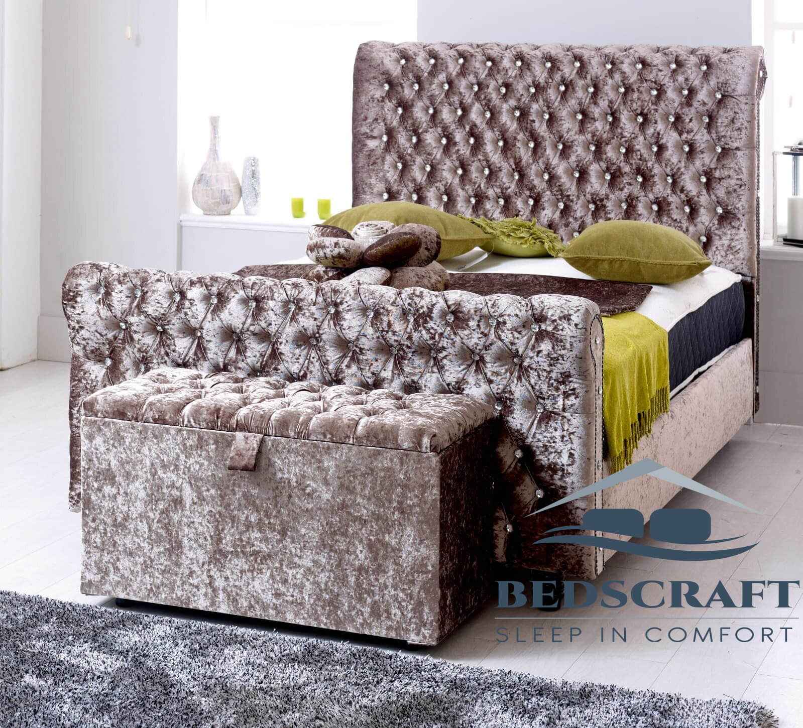 Barker Chesterfield Bed and Mattress Set