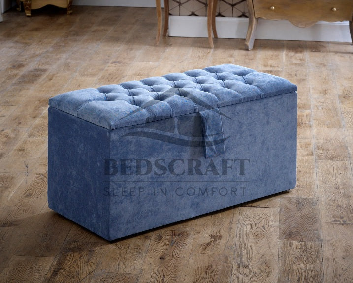 Ottoman Storage Box - Crushed Velvet or Plush Velvet Fabrics