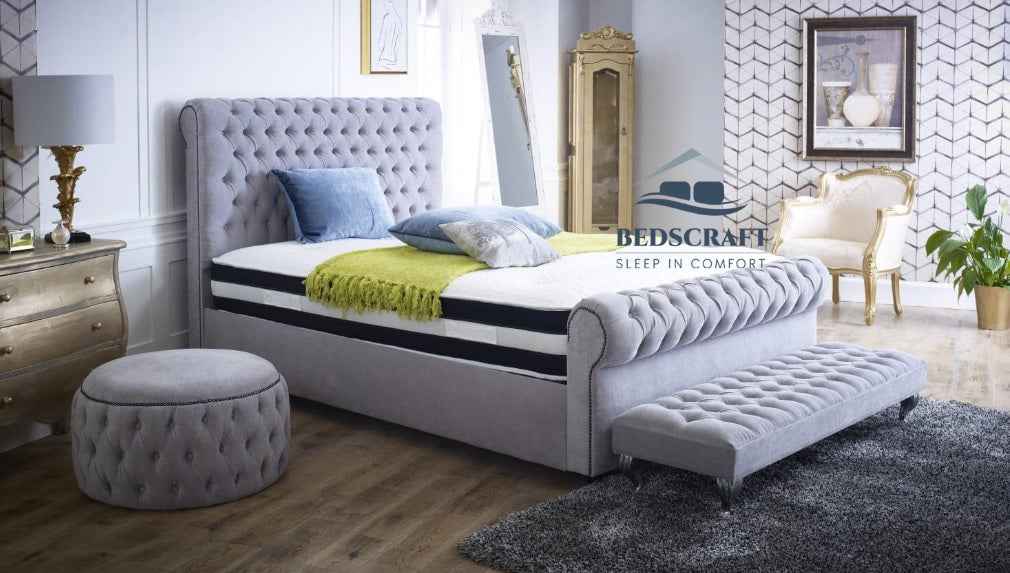 Quebec Chesterfield Sleigh Bed Bespoke Designer Beds
