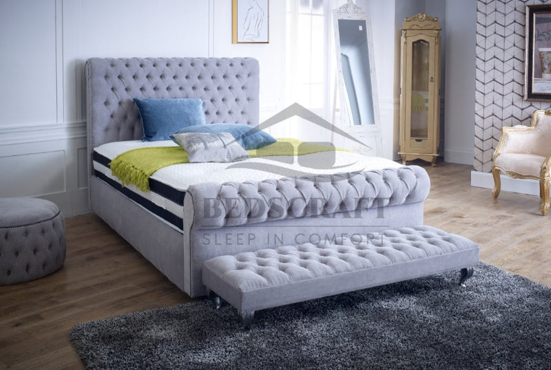 Quebec Chesterfield Sleigh Bed - Luxury Beds